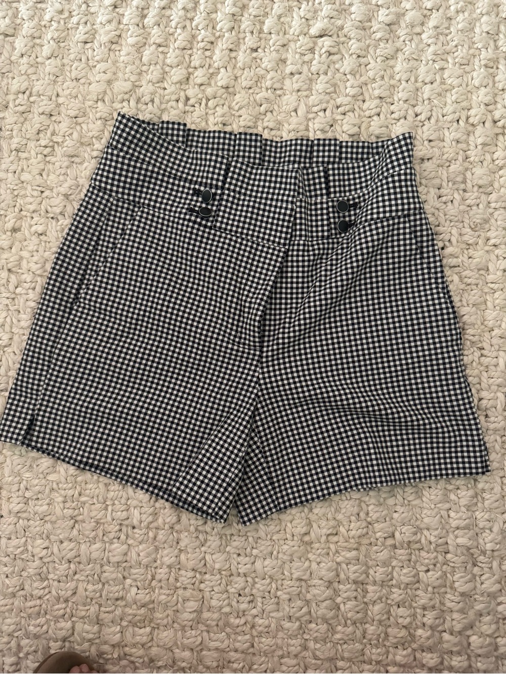 White House Black Market Black & White Gingham High-Waist Shorts